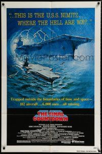 9z382 FINAL COUNTDOWN 1sh '80 cool sci-fi artwork of the U.S.S. Nimitz aircraft carrier!
