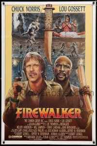 9z387 FIREWALKER 1sh '86 J.D. artwork of explorers Chuck Norris & Lou Gossett!