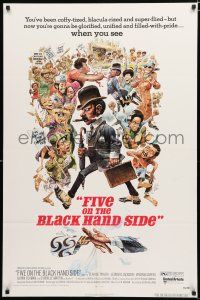 9z392 FIVE ON THE BLACK HAND SIDE 1sh '73 great Jack Davis artwork of entire cast!