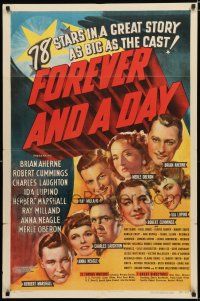 9z405 FOREVER & A DAY style A 1sh '43 Merle Oberon, Charles Laughton, Ida Lupino & 75 others!