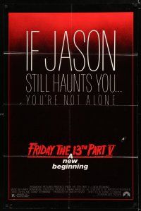 9z411 FRIDAY THE 13th PART V 1sh '85 A New Beginning, Jason haunts you, slasher horror sequel!