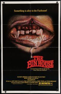 9z417 FUNHOUSE 1sh '81 Tobe Hooper, creepy close up of drooling mouth with nasty teeth!