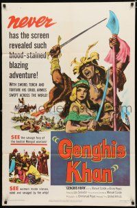 9z424 GENGHIS KHAN 1sh '53 blood-stained blazing adventure of the ruthless Mongol!