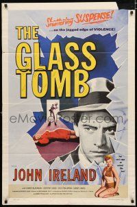 9z436 GLASS TOMB 1sh '55 Honor Blackman is an animal on the jagged edge of violence!