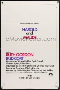 9z465 HAROLD & MAUDE 1sh '71 Ruth Gordon, Bud Cort is equipped to deal w/life!