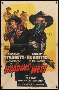 9z468 HEADING WEST 1sh '46 Smiley Burnette, Charles Starrett as The Durango Kid!