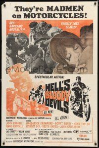 9z473 HELL'S BLOODY DEVILS 1sh '70 madmen on motorcycles, cool outlaw biker exploitation!