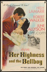 9z476 HER HIGHNESS & THE BELLBOY 1sh '45 sexy Hedy Lamarr, Robert Walker, June Allyson