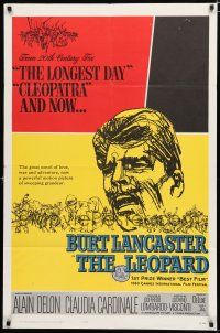 9z573 LEOPARD 1sh '63 Luchino Visconti's Il Gattopardo, cool art of Burt Lancaster!