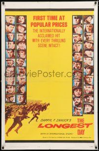 9z592 LONGEST DAY popular prices 1sh '62 John Wayne & Richard Burton in WWII w/all-star cast!