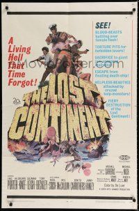 9z595 LOST CONTINENT 1sh '68 a living hell that time forgot, cool action art!