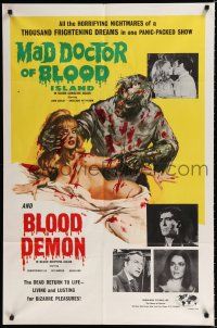 9z599 MAD DOCTOR OF BLOOD ISLAND/BLOOD DEMON 1sh '71 Copeland art of zombie attacking naked girl!