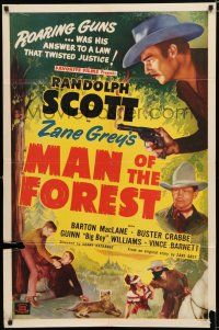 9z609 MAN OF THE FOREST 1sh R50 from Zane Grey, Randolph Scott, roaring guns was his answer!