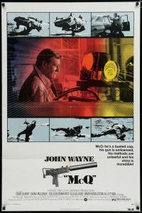 9z619 McQ 1sh '74 John Sturges, John Wayne is a busted cop with an unlicensed gun!