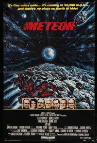 9z625 METEOR 1sh '79 Sean Connery, Natalie Wood, cool sci-fi artwork by Michael Whipple