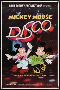 9z626 MICKEY MOUSE DISCO 1sh '80 Disney cartoon, great art of dancing Mickey Mouse and Minnie!