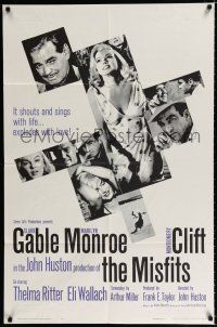 9z631 MISFITS 1sh '61 sexy Marilyn Monroe, Clark Gable, Montgomery Clift, John Huston directed