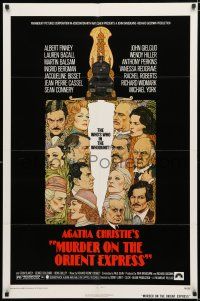 9z650 MURDER ON THE ORIENT EXPRESS 1sh '74 Agatha Christie, great art of cast by Richard Amsel!