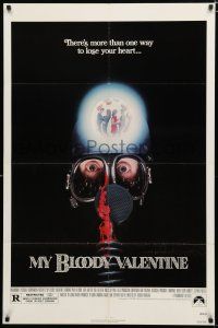 9z653 MY BLOODY VALENTINE 1sh '81 bloody gas mask, there's more than one way to lose your heart!