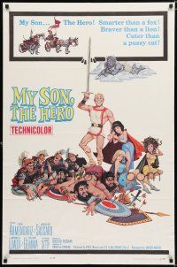 9z656 MY SON, THE HERO 1sh '63 Arrivano I Titani, wacky sword & sandal artwork by Rickard!