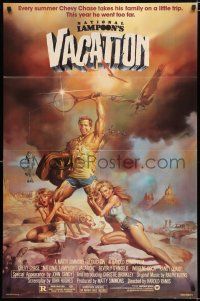 9z663 NATIONAL LAMPOON'S VACATION 1sh '83 art of Chevy Chase, Brinkley & D'Angelo by Boris!