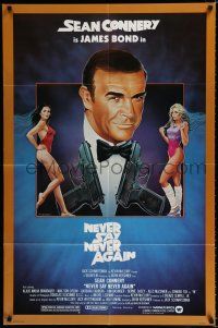 9z665 NEVER SAY NEVER AGAIN 1sh '83 art of Sean Connery as James Bond 007 by Obrero!