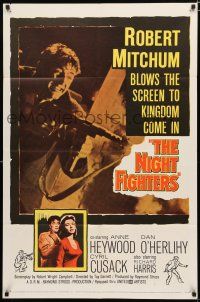 9z669 NIGHT FIGHTERS 1sh '60 Robert Mitchum runs wild with a red-hot machine gun in his hands!