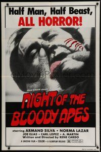 9z672 NIGHT OF THE BLOODY APES 1sh '72 La Horripilante bestia humana, Rene Cardona horror!