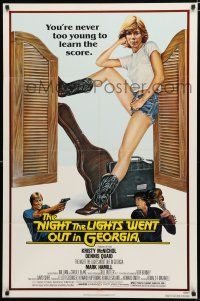 9z675 NIGHT THE LIGHTS WENT OUT IN GEORGIA 1sh '81 Kristy McNichol in cowboy boots learns to score