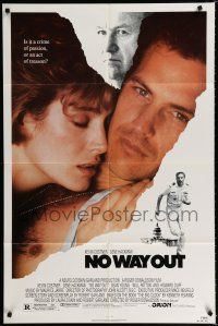 9z681 NO WAY OUT 1sh '87 close up of Kevin Costner & Sean Young, Gene Hackman!