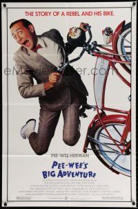 9z709 PEE-WEE'S BIG ADVENTURE 1sh '85 Tim Burton, best image of Paul Reubens & his beloved bike!