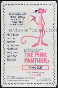 9z718 PINK PANTHER 1sh '65 Friz Freleng & Hawley Pratt directed cartoon, Pink Ice!