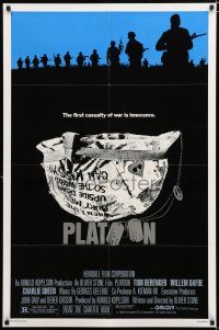 9z721 PLATOON 1sh '86 Oliver Stone, Vietnam classic, the first casualty of war is Innocence!