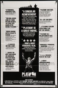 9z722 PLATOON reviews 1sh '86 Oliver Stone directed, Tom Berenger, Willem Dafoe, Vietnam!