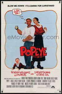 9z728 POPEYE teaser 1sh'80 Robert Altman, Robin Williams & Shelley Duvall as E.C. Segar's characters