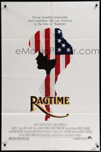 9z750 RAGTIME 1sh '81 James Cagney, Pat O'Brien, cool patriotic American flag art!