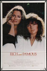 9z772 RICH & FAMOUS 1sh '81 great portrait image of Jacqueline Bisset & Candice Bergen!