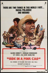 9z773 RIDE IN A PINK CAR 1sh '73'73 Glenn Corbett hates racial prejudice & Indians!
