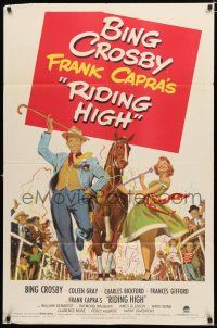 9z775 RIDING HIGH style A 1sh '50 Chiriacka art of Bing Crosby in parade on race track, Frank Capra!
