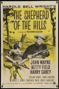 9z826 SHEPHERD OF THE HILLS 1sh R55 John Wayne, from Harold Bell Wright novel!