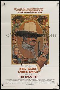 9z827 SHOOTIST 1sh '76 best Richard Amsel artwork of cowboy John Wayne & cast!