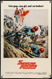 9z830 SIDECAR RACERS 1sh '75 motorcycle racing from Down Under, two guys, one girl, no brakes!