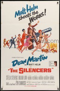 9z831 SILENCERS 1sh '66 outrageous sexy phallic imagery of Dean Martin & the Slaygirls!
