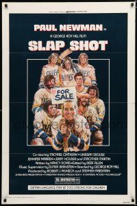9z837 SLAP SHOT style A 1sh '77 Paul Newman hockey sports classic, great art by Craig!
