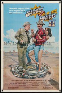 9z841 SMOKEY & THE BANDIT II 1sh '80 Goozee art of Burt Reynolds, Jackie Gleason & Sally Field!
