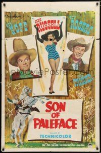 9z847 SON OF PALEFACE 1sh '52 Roy Rogers & Trigger, Bob Hope, sexy Jane Russell!
