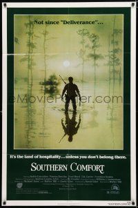 9z852 SOUTHERN COMFORT 1sh '81 Walter Hill, Keith Carradine, cool image of hunter in swamp!