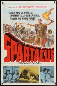 9z857 SPARTACUS awards 1sh '61 classic Stanley Kubrick & Kirk Douglas epic, cool gladiator art!