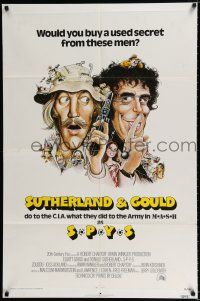 9z861 SPYS 1sh '74 wacky cartoon art of Elliott Gould & Donald Sutherland!