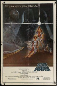 9z871 STAR WARS 2nd printing style A 1sh '77 George Lucas classic sci-fi epic, art by Tom Jung!